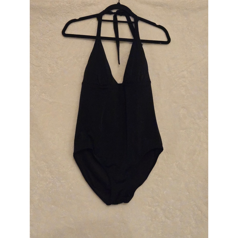 Victoria's Secret Black Halter One Piece Swimsuit Cowl Back XL 226433-093